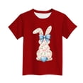 thumbnail image 4 of Annhoo Easter Shirts for Boys Girls Comfortable Print Block Color Round Neck Kids Short Sleeve Tops Unisex Clothes, 4 of 5