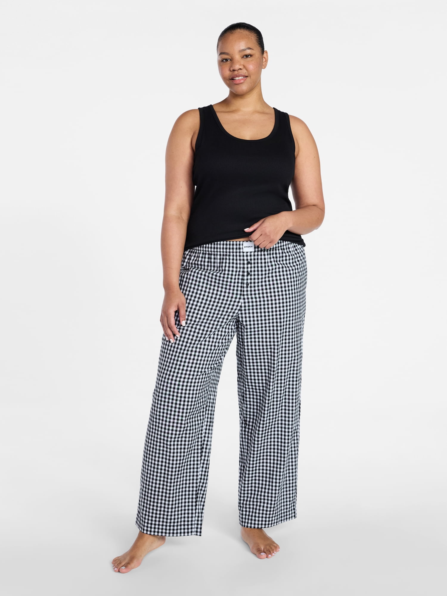 Joyspun Women's Poplin Sleep Pants, 30'' Inseam, Sizes XS-3X