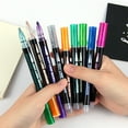 thumbnail image 2 of Colors Metallic Marker Double Line Outline Marker DIY Photo Album Paint Marker Pen w/2mm Tip Shimmer Marker Set for Metal Ceramic Glass Greeting Cards, 2 of 8