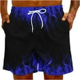 thumbnail image 5 of Penkiiy Carnivals Shorts, Men's Flame Printing Special Print Beach Casual Trouser Shorts Pant 2XL Blue, 5 of 9