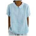 thumbnail image 1 of TINZ T-Shirt Rétro Mode Femme Couleur Unie Ample Col Rabattu T-Shirt Court Manches Longues T-Shirt Manches Longues Femme Course T-Shirt Manches Courtes Femme T-Shirt Été Athlétique Femme, 1 of 8
