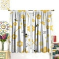 thumbnail image 3 of Bee Curtain Cartoon Cute Bees Yellow Honeycomb Flower Pattern Blackout Print Rod Pocket Window Drapes for Bedroom Living Room 42x54in, 3 of 6