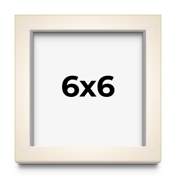 6x6 Shadow Box Cream of Wheat White Washed Display Frame | 0.875 Inches Deep Solid Wood Shadowbox |