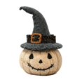 thumbnail image 2 of Gqtwoy Witch Hat Pumpkin Decor Set, Rustic Tabletop Decor, Vintage Halloween Centerpiece, Soft Fabric Pumpkin with Floral Hat, Tiered Tray and Shelf Decoration, 2 of 7