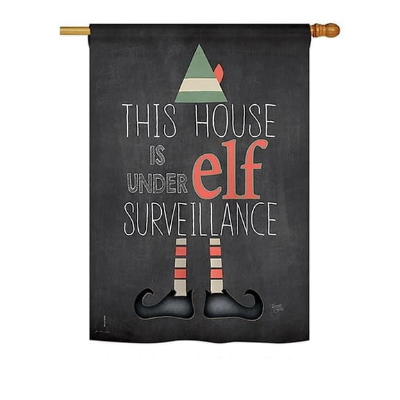 Breeze Decor BD-XM-H-114166-IP-BO-DS02-US Elf Surveillance Winter - Seasonal Christmas Impressions Decorative Vertical House Flag - 28 x 40 in.