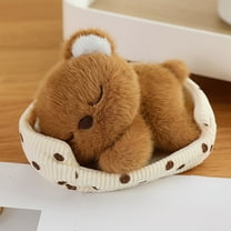 Sweet Plush Bear Stuffed Animal 5.5 Inch Soft Realistic Teddy with Mini Bed for Home Decor Holiday Gift Desk Companion