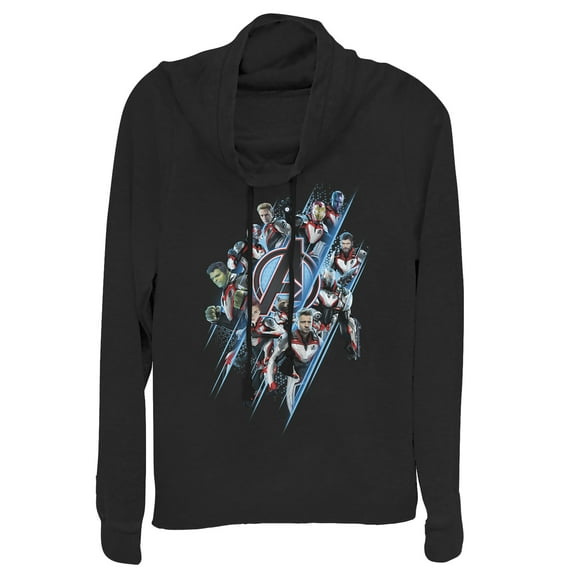 Junior's Marvel Avengers: Endgame Quantum Ready Streak  Cowl Neck Sweatshirt Black X Small