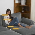 thumbnail image 4 of Ktaxon Corduroy Sofa Bed with Removable Ottoman, 90" Oversized Loveseat with Double Layer Cushions, Pillow Arms, Wood-Grain Legs for Living Room Bedroom Gray, 4 of 9