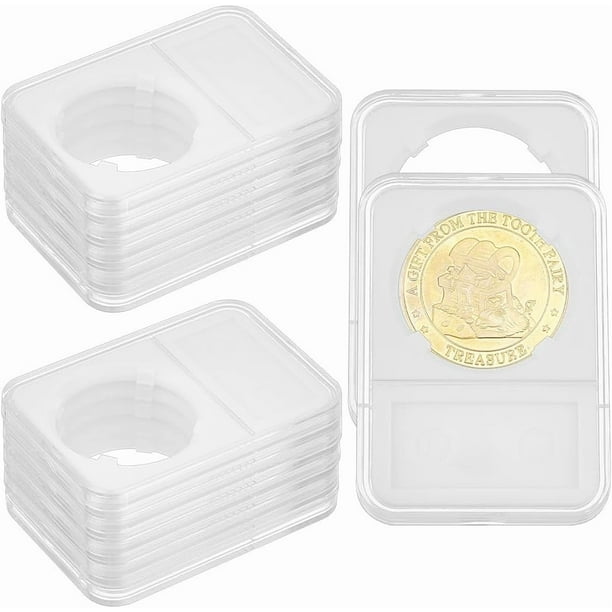 12 soportes para monedas de 40 mm, estuche de almacenamiento de plástico transparente con fijación de cuatro puntos, cápsulas protectoras para monedas.