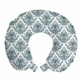thumbnail image 1 of Winter Travel Pillow Neck Rest, Damask Inspired Classical Flowers Botanical Old Fashioned Foliage Motifs, Memory Foam Traveling Accessory Airplane and Car, 12", Grey Pale Blue White, by Ambesonne, 1 of 3
