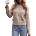 thumbnail image 2 of TGSLY Women's Heart Embroidered Sweater Soft Casual Crew Neck Puff Long Sleeve Knit Tops Relaxed Dressy Solid Color Fall Cropped Pullovers S, 2 of 7
