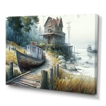 Designart Charming Boat House II Canvas Wall Art