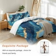 thumbnail image 7 of Abstract Art Bedding Duvet Cover Set Twin Size 4 Pieces Water Ripple Gold Blue Gradient Marbling Bedding Set with Zipper Closure, 1 Comforter Cover 68x86 Inches 1 Flat Sheet & 2 Pillow Cases, 7 of 7