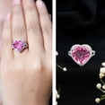thumbnail image 3 of Rosec Jewels Lab Grown Pink Sapphire Heart Engagement Ring with Diamond Halo (5.6 Carat, AAAA Grade) - Gift For Special Occasions, 925 Sterling Silver, US 4.00, 3 of 9