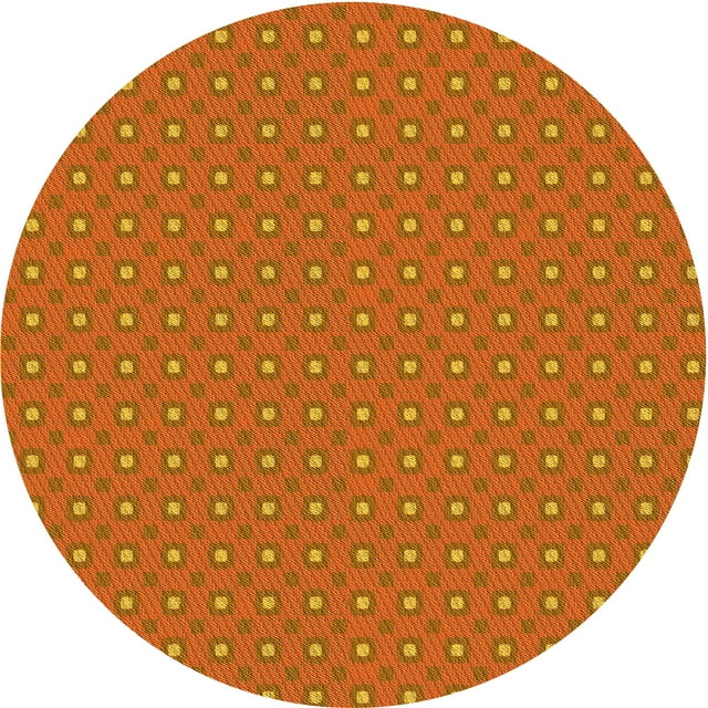 Ahgly Tapis Rond Lavable en Machine Intérieur Transitionnel Orange Néon, 5 Pieds Rond
