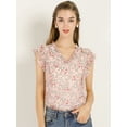 thumbnail image 2 of INSPIRE CHIC Blouse à Volants pour Femmes Florale Décontractée Col en V Manches Courtes, 2 of 6