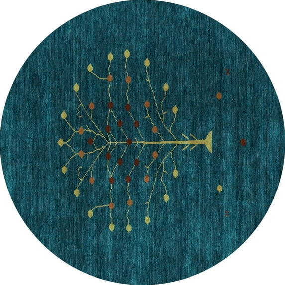 Ahgly Company Indoor Round Abstract Light Blue Contemporary Area Rugs, 5' Round