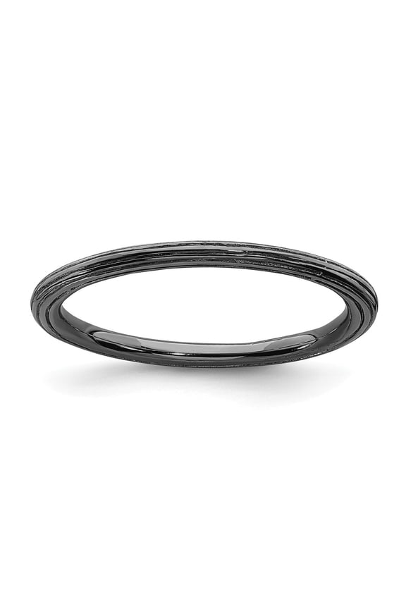 925 Sterling Silver Stackable Expressions Black-plated Step-down Ring Size: 5; for Adults and Teens; for Women and Men