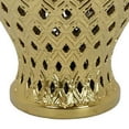 thumbnail image 4 of Benjara Deni 18" Temple Jar- Pierced- Carved Lattice Design- Lid- Gold, 4 of 6