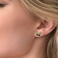 thumbnail image 3 of Gem Stone King 925 Silver Marquise Green Peridot and Blue Sapphire Butterfly Earrings for Women (1.52 Cttw, Gemstone August Birthstone, Center Stone: 6X3MM, Small Stones: 3MM), 3 of 4