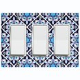 thumbnail image 1 of Metal Light Switch Plate Cover White Blue Mandala Flower Tile Pattern MDL031, 1 of 13