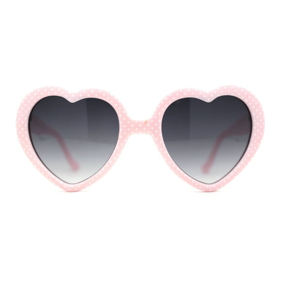 SA106 Polka Dot Print Plastic Heart Shape Cute Womens Sunglasses Pink