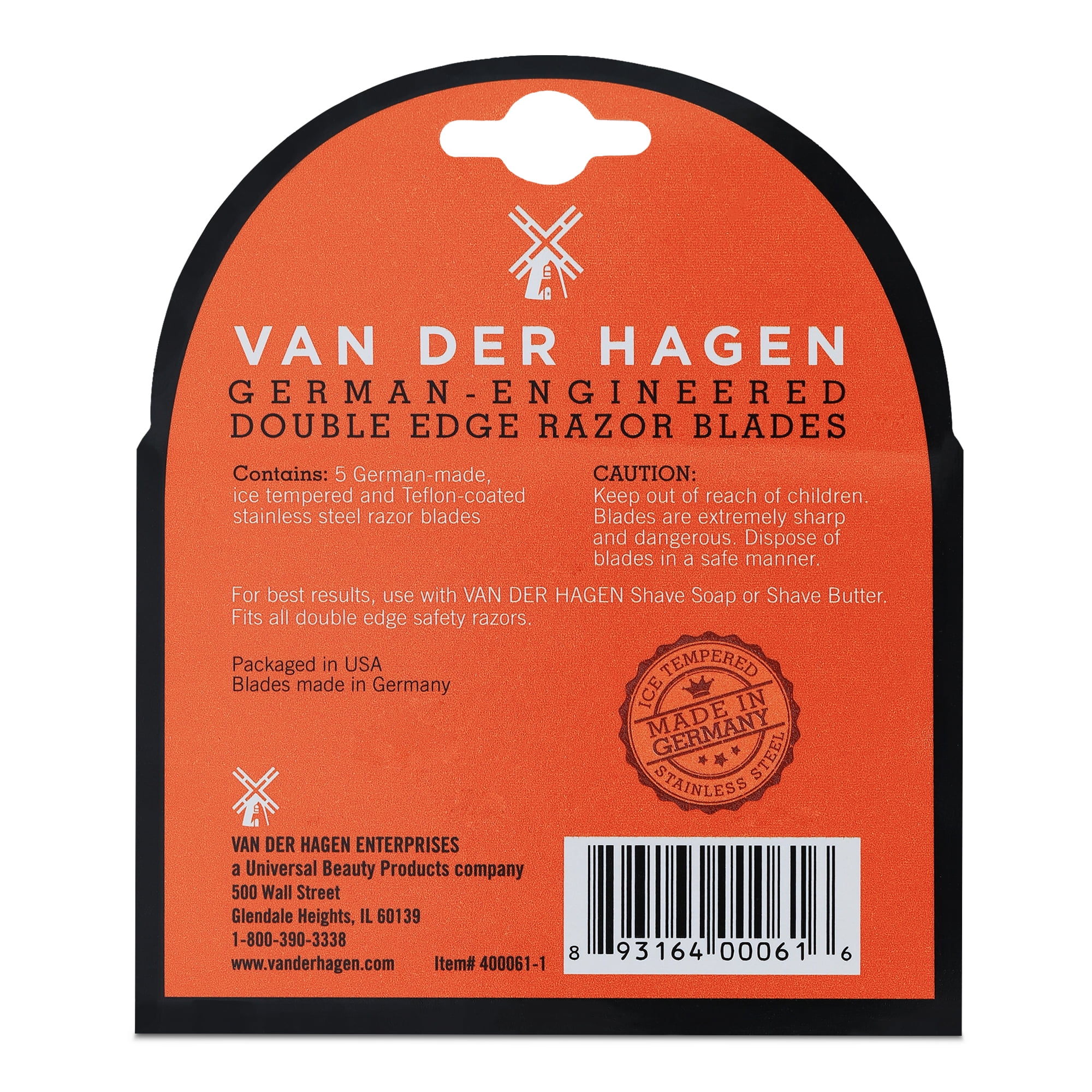 Van Der Hagen Basics Double Edge Razor Blades, Stainless Steel, 5 Count (Men)