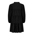 thumbnail image 5 of SMihono Fashion Women's 2025 Spring Cute Babydoll Ruffle Hem Puff Sleeve Dress Loose Plus Size Shirt Dresses Buttons Lapel Pleated Dress Black 4, 5 of 6