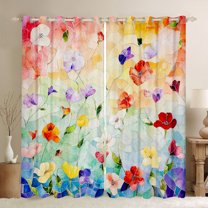 jejeloiu Cartoon Flower Blackout Curtains,Chic Glass Curtains Pack of 2 (38x45 Each),Colorful Desgin Window Curtains For Girls Kids,Microfiber Bedroom Decor