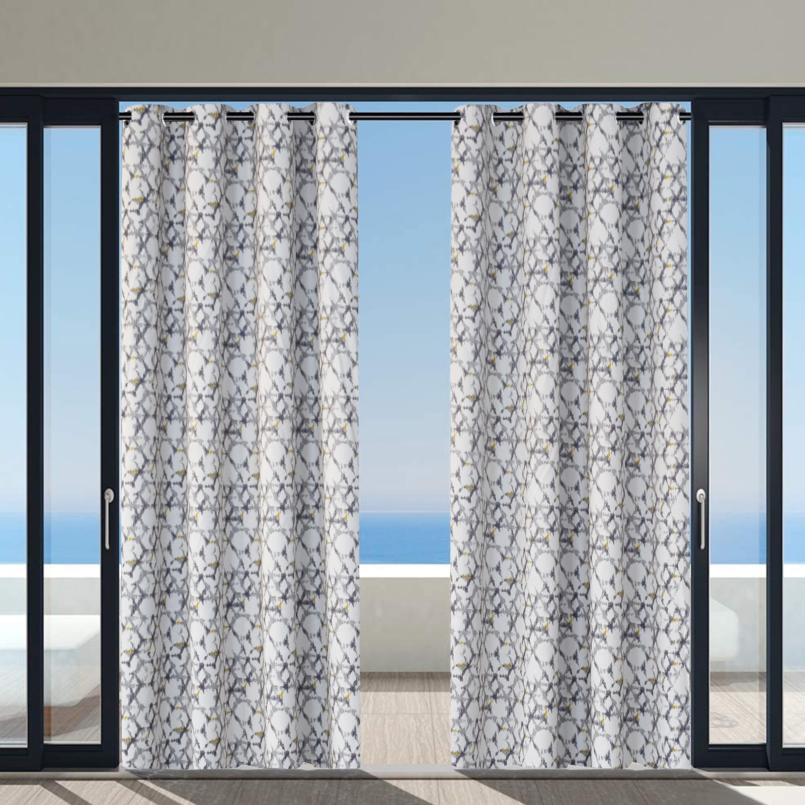 CJC Outdoor Blackout Curtains for Patio, Waterproof Printed Stainless