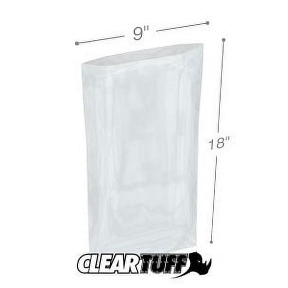 ClearTuff - 9" x 18" 2 Mil Flat Poly Bags - 1000/Case