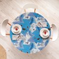 thumbnail image 4 of Ambesonne Llama Emoji Fitted Round Tablecloth, Triangles Animal Faces, 56"- 60" Diameter, Deep Sky Blue White, 4 of 5