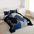 thumbnail image 3 of Homewish Cheetah Leopard Print Full Size Comforter Sets for Girl, Black Blue Butterfly Animal Bedding Comforter Set, Stripes Abstract Reversible Bedding Sets, Super Cozy Room Decor, 3-Piece, 3 of 8