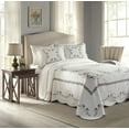 thumbnail image 3 of Modern Heirloom Heather White/Blue Floral Embroidered Bedspread, Queen, All Ages, 3 of 6