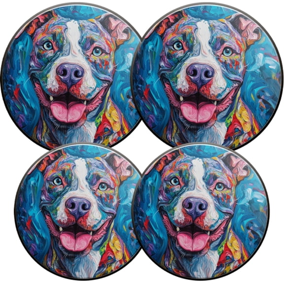 Electric Stove Burner Covers,4 Pcs Round Gas Burner Cover,8 and 10 Inch,Color - Exploded Dog in Burst of Hues