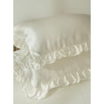 thumbnail image 6 of MOVE OVER White Ruffle Pillowcases King, Silky Satin Pillow Cover Set of 2, Luxury Satin Ruffle Pattern, 2 Pack, 6 of 8