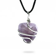 AYANA Amethyst Faceted Tumbled Wrapped Healing Crystal Pendant Necklace for Women | Reduces Stress, Fear, Anxiety and Anger | Crown Chakra | Handmade with Ethically Sourced Raw Natural Pure Gemstones