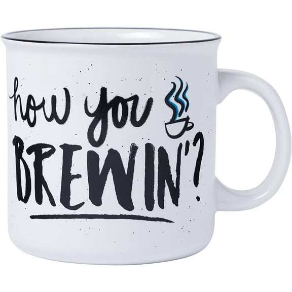 Friends How You Brewin Mug- 20oz- White and Black