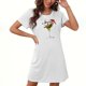 thumbnail image 1 of Camisón corto navideño para mujer, talla grande, cuello redondo, manga corta, estampado en el pecho, vestido de noche para mujer, 1 of 3