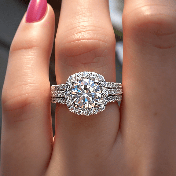 Round Cut Halo Eternity Wedding Band Engagement Ring for Women's 925 Sterling Silver Plated Crystal Promise Cocktail Rings CZ Multi Row Diamond Ring Jewelry Gift for Women Size 6-10(8#)