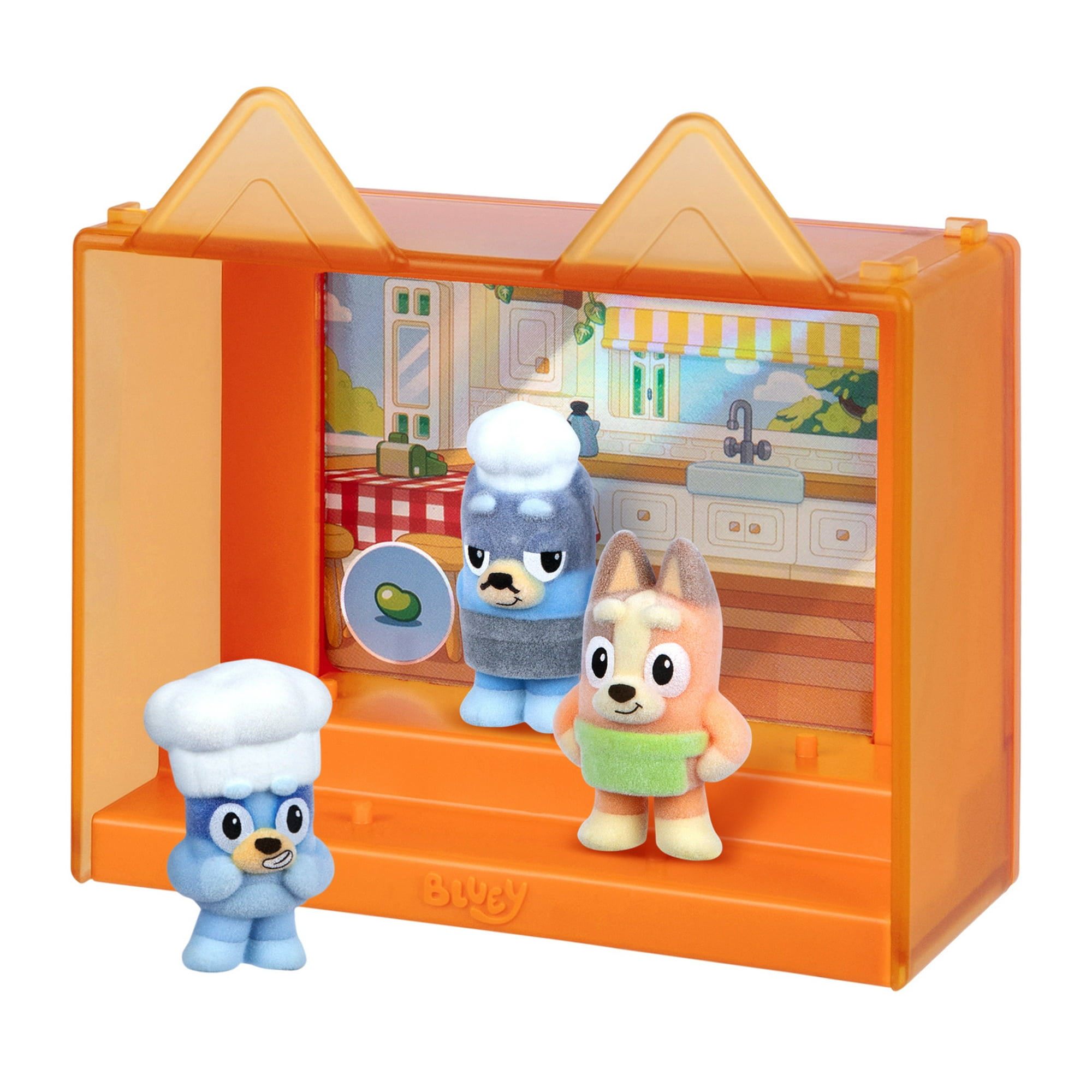 Bluey Fuzzies Pavlova, 3 Flocked Collectible Mini-Figures (Includes 1 Exclusive), Display Case, Trading Card, & Collector's Guide, Ages 3+
