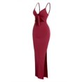 thumbnail image 1 of Vibrant V-Neck Cami Dress Sexy Cut Out Split Hem Sleeveless Flowy Essential, 1 of 13