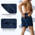 thumbnail image 6 of Mens 5" Cotton Sweat Shorts with 3 Zipper Pockets & Elastic Waist Drawstring for Casual Running Lounge Gym, 6 of 7