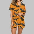 thumbnail image 2 of Halloween Womens Pajama Set Short Sleeve Top And Shorts Elastic Waistband Set With Pockets Loungewear Yoga Casual Wear Suit,Orange,2XL, 2 of 5
