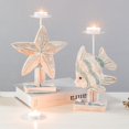 thumbnail image 4 of Candelabro de madera maciza tallado en forma de pez, adornos decorativos, artesanías, mesa de exhibición de estrellas de mar de madera, 4 of 5