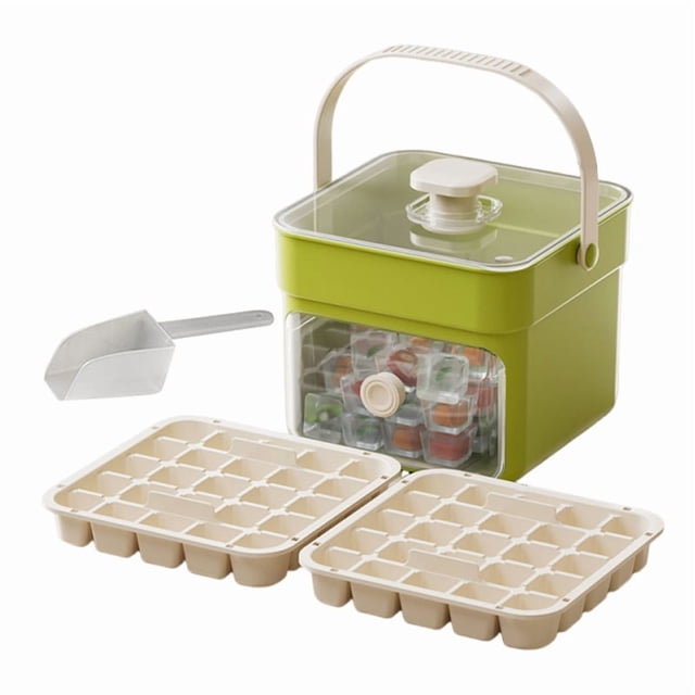 YWIYIUD 1PC Practical 50 IceMaker Compact Double Layer IceCube Tray with Lid PullOut Ice Drawer with Portable Handle for Home Hotel Cafe and Restaurant