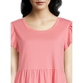 thumbnail image 3 of Time and Tru Women's Short Sleeve Tiered Knit Dress, Sizes XS-XXXL, 3 of 5