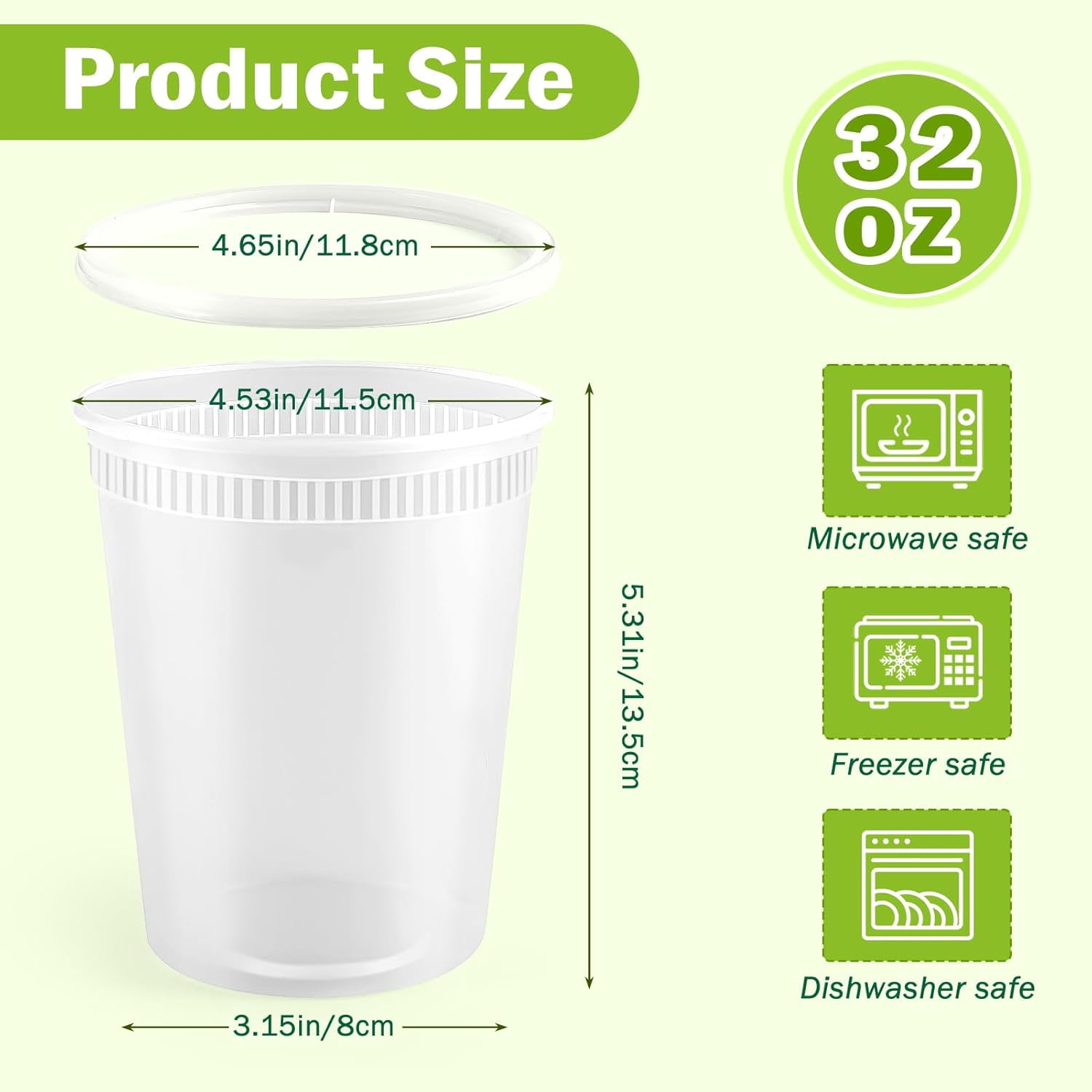 50 Pack 32oz Plastic Food Storage Containers, Leakproof Clear Soup Containers With Airtight Lids, Heavy-Duty Deli Containers, Stackable, Freezer, Dishwasher, Microwave Safe