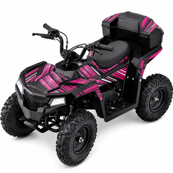 Aoemoe 40cc 4-Stroke Youth Ride-On for Ages 13 , Fuel Powered Pull Start with Front & Rear Disc Brakes, Adjustable Top Speed Up to 15 MPH, Safety Flag & Parental Speed Control, Pink
