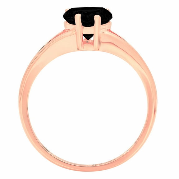 1 ct Heart Cut Natural Onyx Solitaire Engagement Ring for Women in 18K Rose Gold